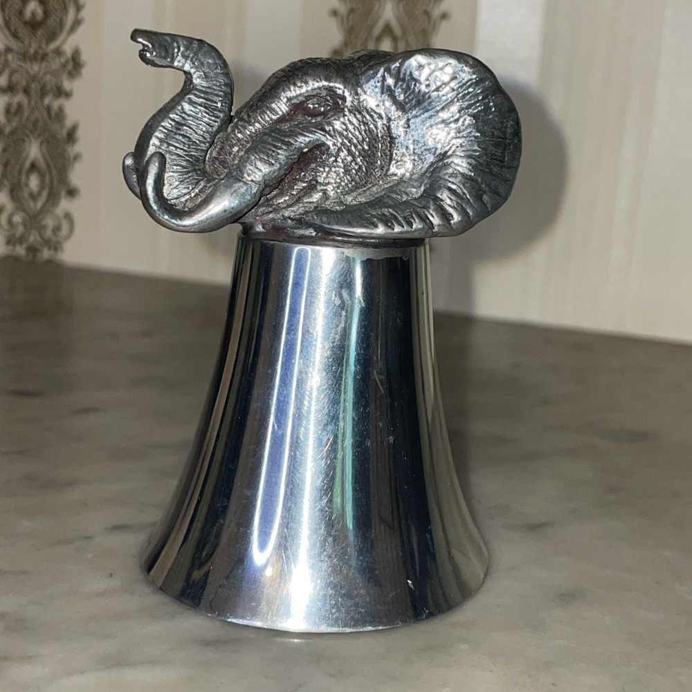Vintage Pewter Shot Glass Invert Elephant Comoy's England Stirrup Cup Bell Shape